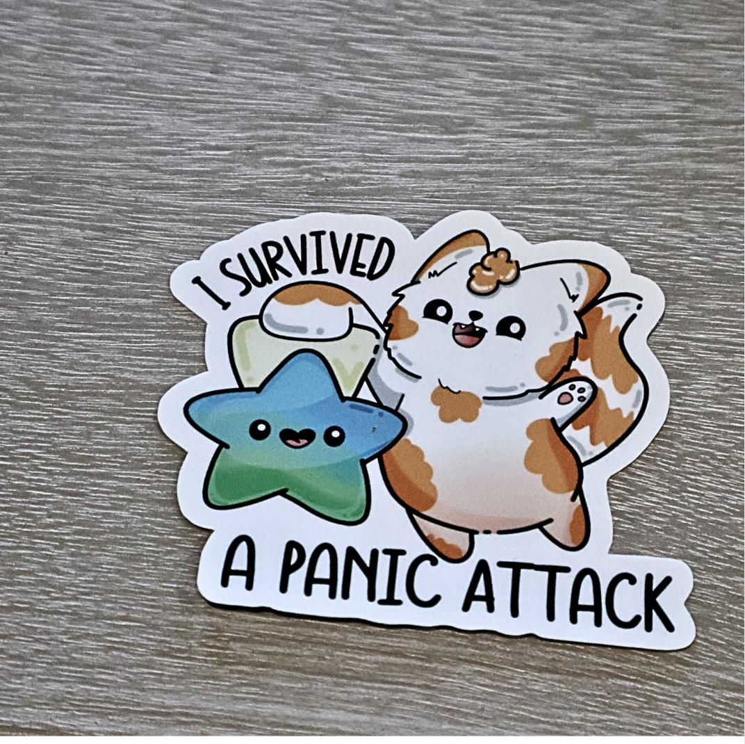 "I Survived  A Panic Attack" Mental Health Sticker, Kawaii Stickers