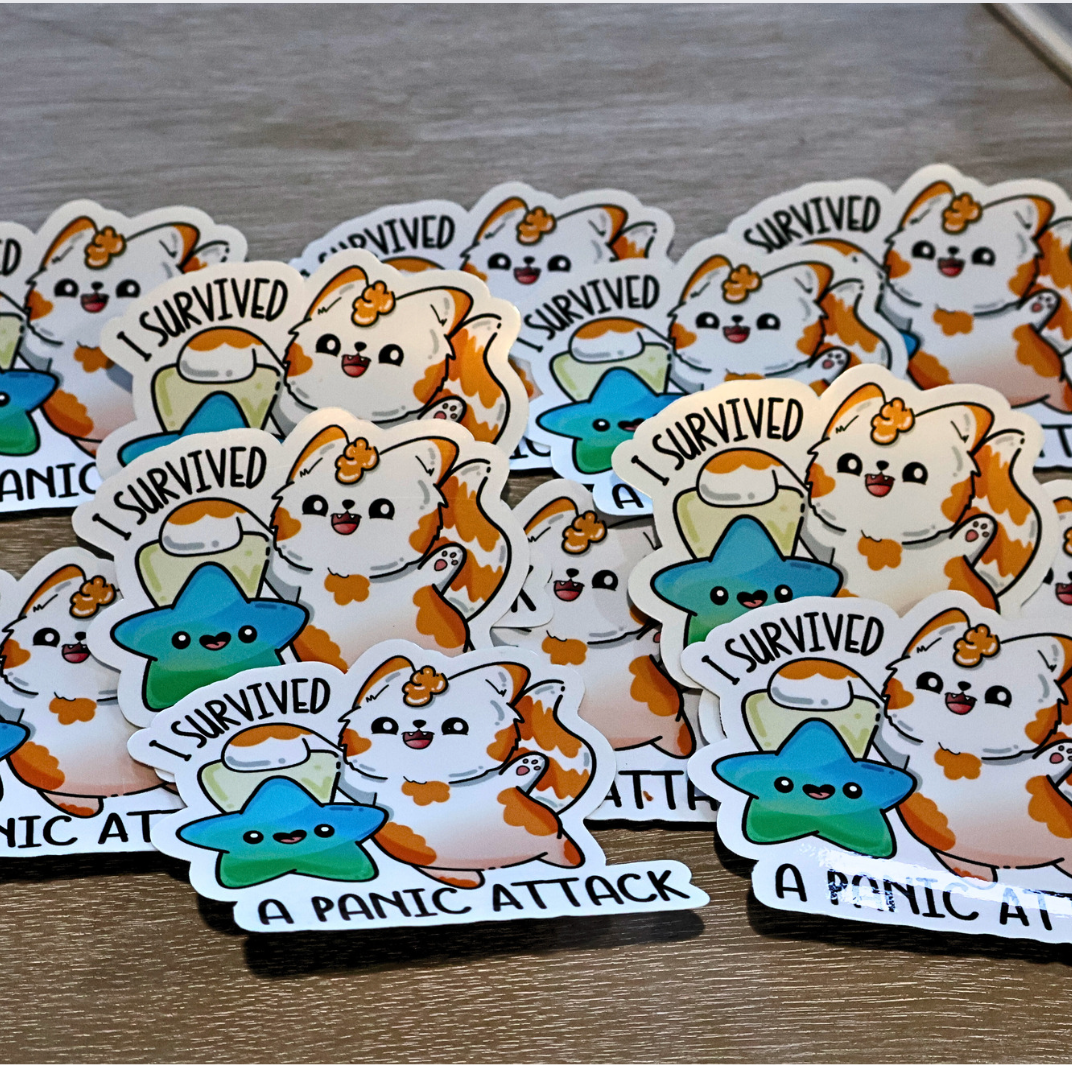 "I Survived  A Panic Attack" Mental Health Sticker, Kawaii Stickers