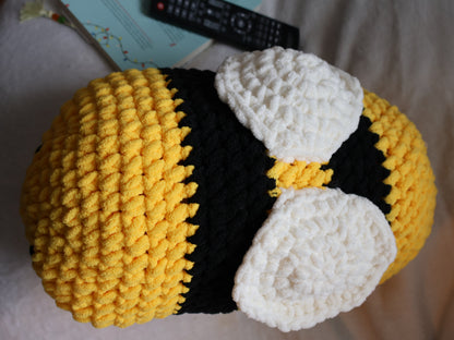 Jumbo Classic Bee Crochet Pillow Plushie Handmade Amigurumi Stuffed Animal