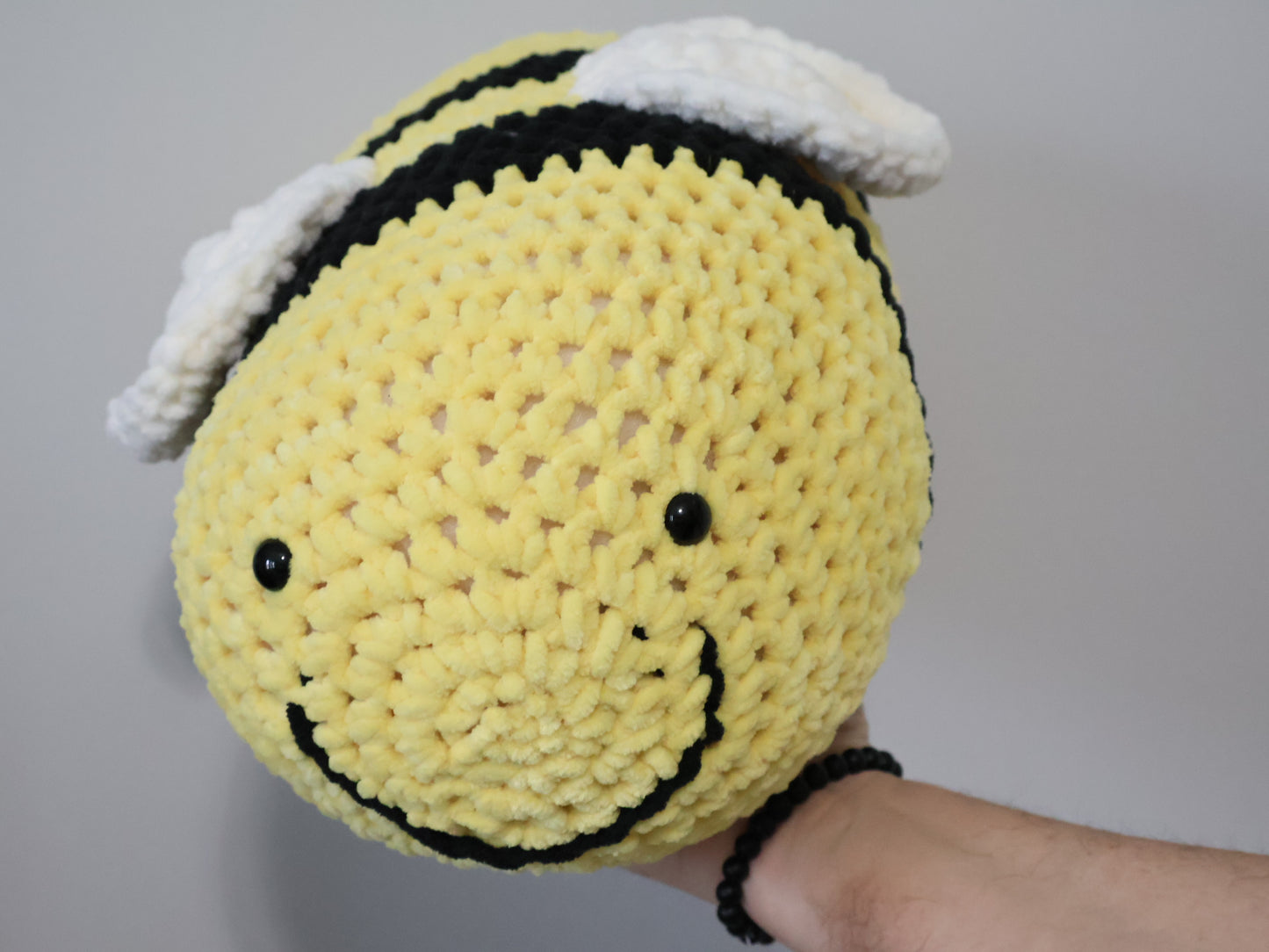 Jumbo Classic Bee Crochet Pillow Plushie Handmade Amigurumi Stuffed Animal
