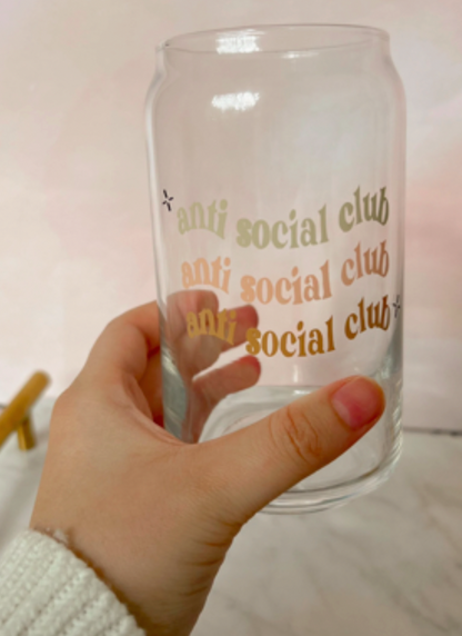 LIBBEY 16 OZ Iced Coffee Glass Cup Anti Social Club