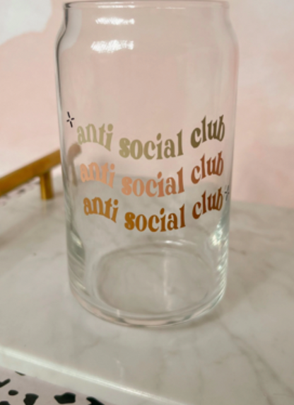 LIBBEY 16 OZ Iced Coffee Glass Cup Anti Social Club